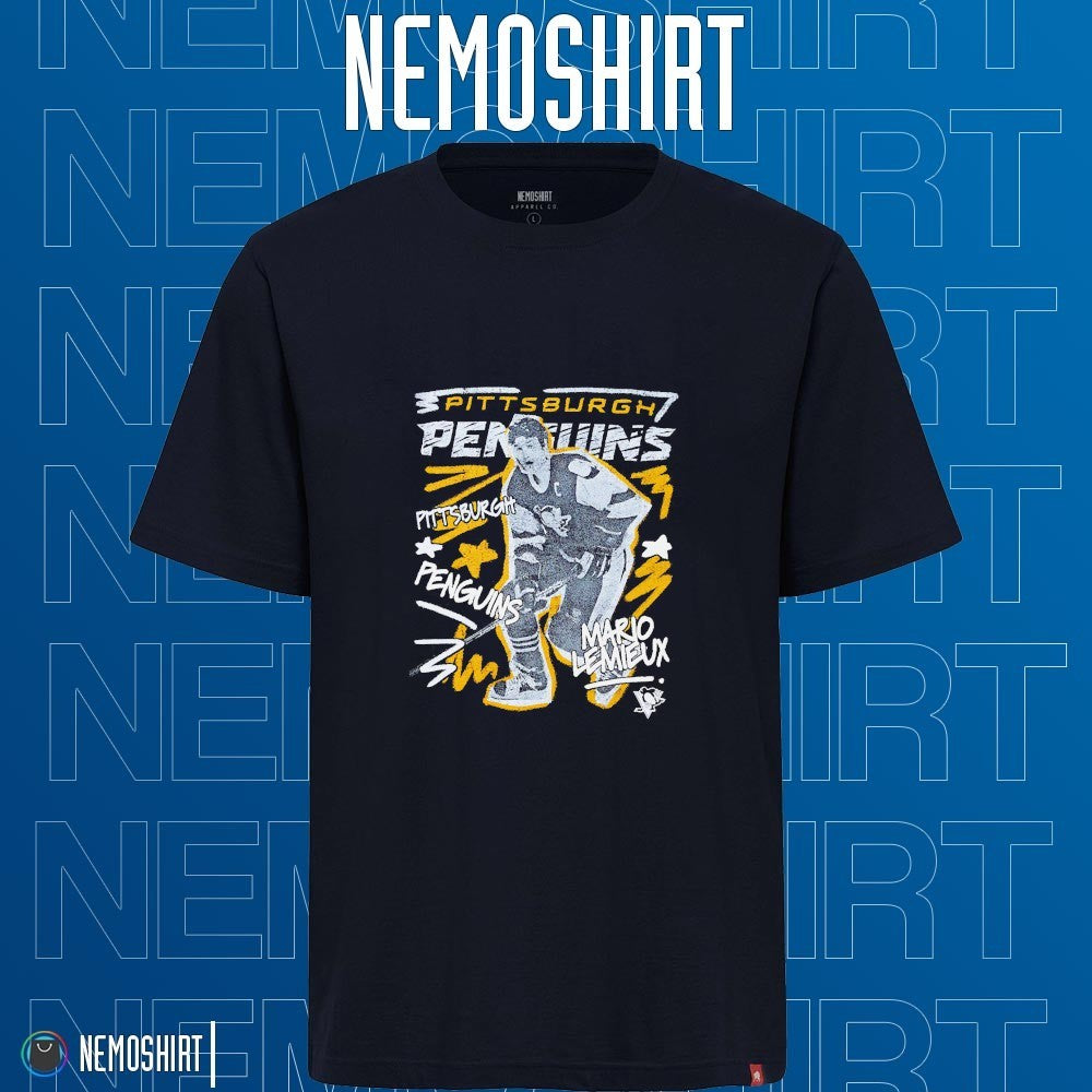 Mario Lemieux Pittsburgh Penguins retro graphic - Adult & Kids T-Shirts, Sweatshirts & Hoodies apparel design preview 1