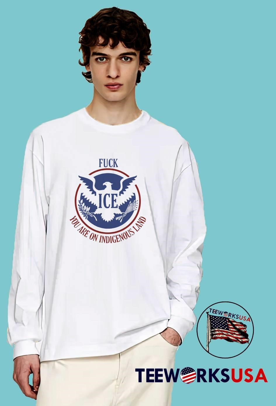 Fuck ICE You Are On Indigenous Land Eagle Seal - Adult & Kids T-Shirts, Sweatshirts & Hoodies apparel design preview 4