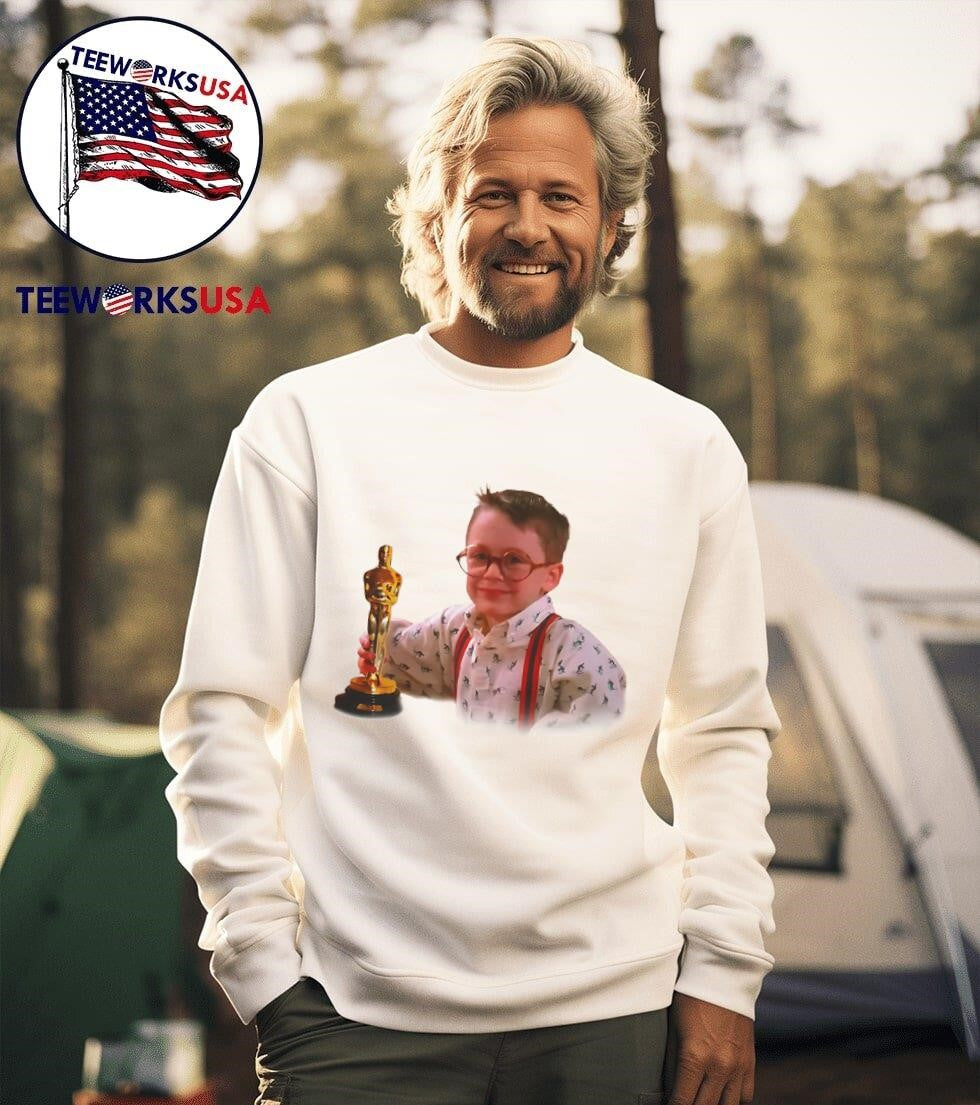 Young Kieran Culkin Oscar trophy - Adult & Kids T-Shirts, Sweatshirts & Hoodies apparel design preview 3
