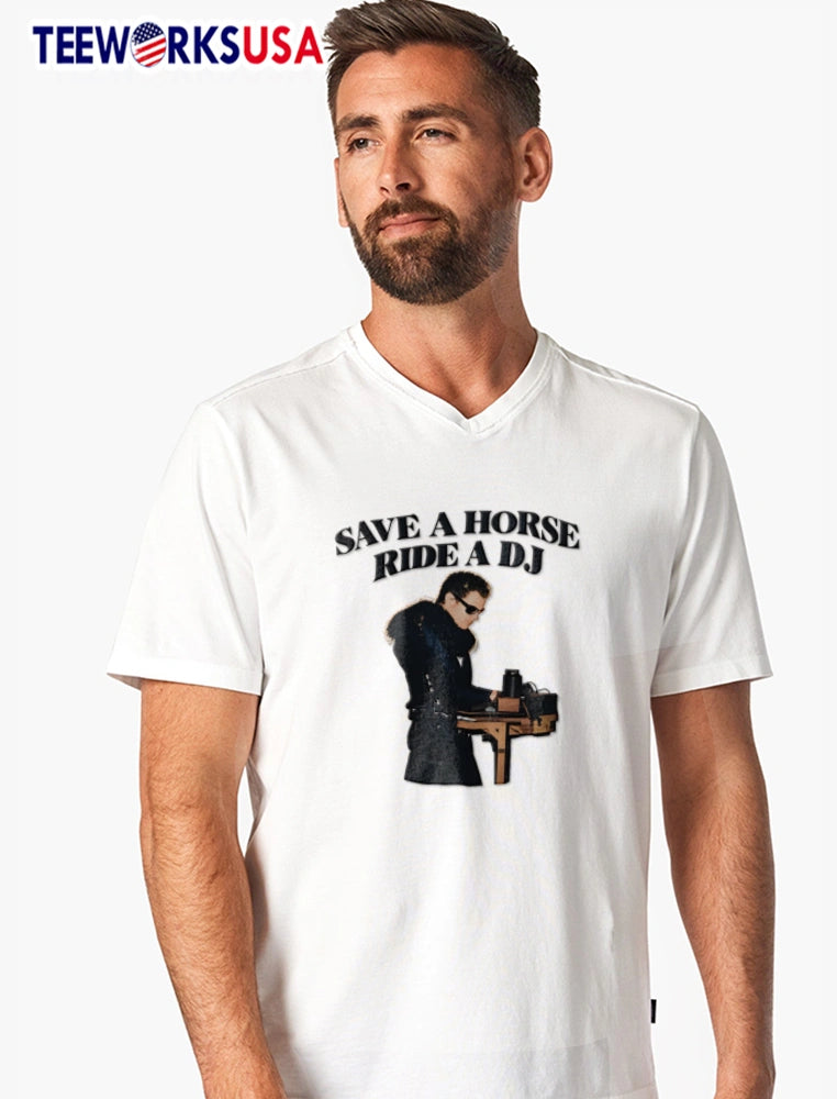 Save A Horse Ride DJ man wearing sunglasses djing - Adult & Kids T-Shirts, Sweatshirts & Hoodies apparel design preview 7