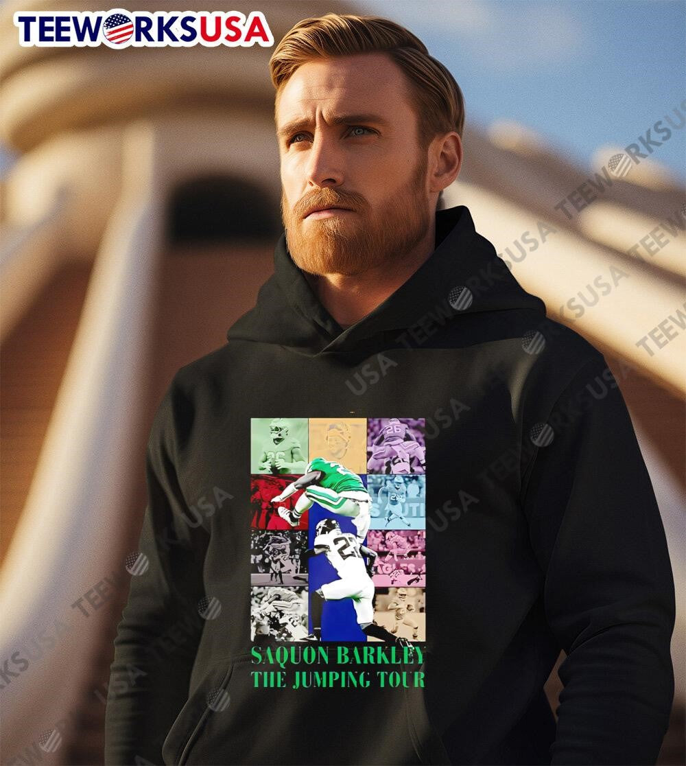 Saquon Barkley The Jumping Tour era - Adult & Kids T-Shirts, Sweatshirts & Hoodies apparel design preview 3