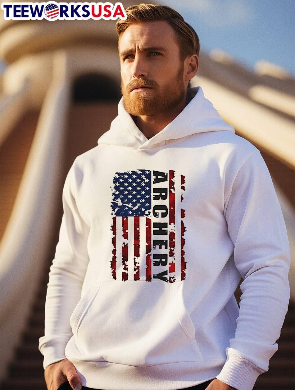 Hunting Archery America Flag - Adult & Kids T-Shirts, Sweatshirts & Hoodies apparel design preview 2