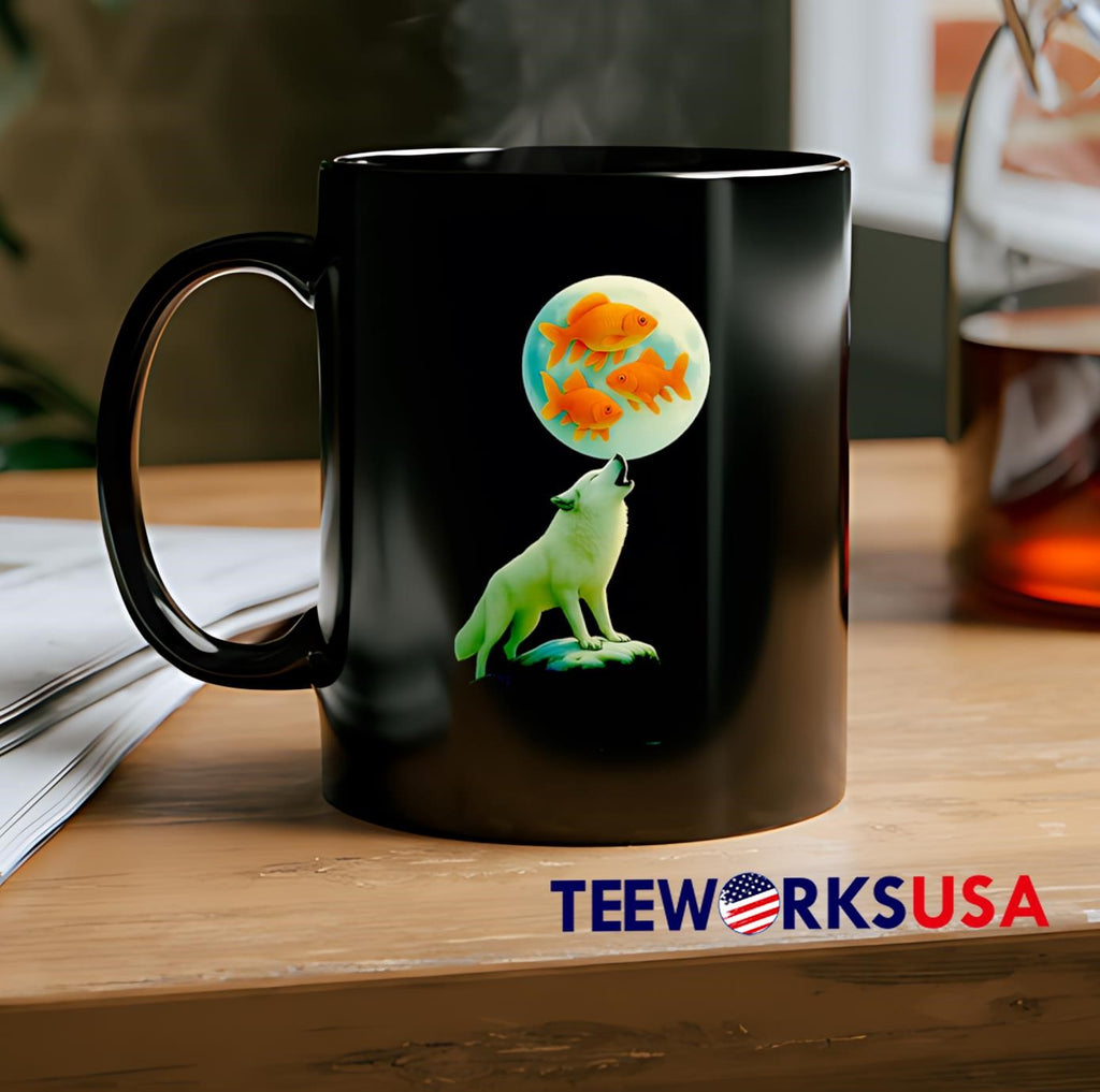 Three Goldfish Moon - Adult & Kids T-Shirts, Sweatshirts & Hoodies apparel design preview 2