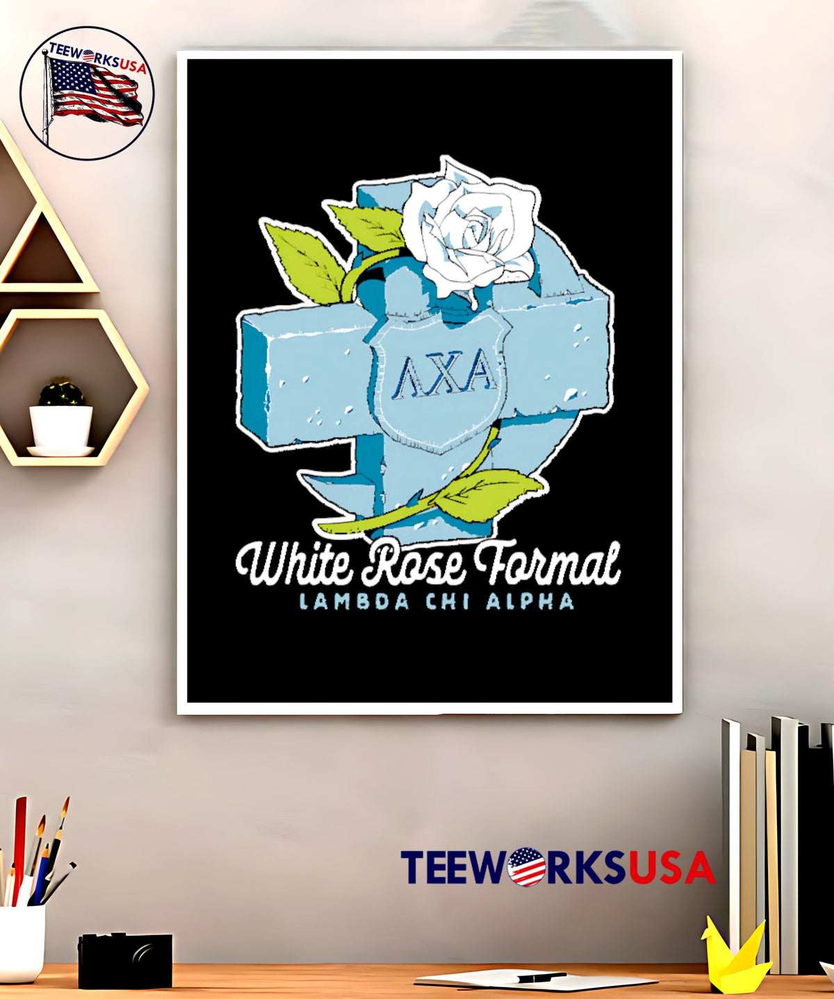 Lambda Chi Alpha White Rose Formal - Adult & Kids T-Shirts, Sweatshirts & Hoodies apparel design preview 5