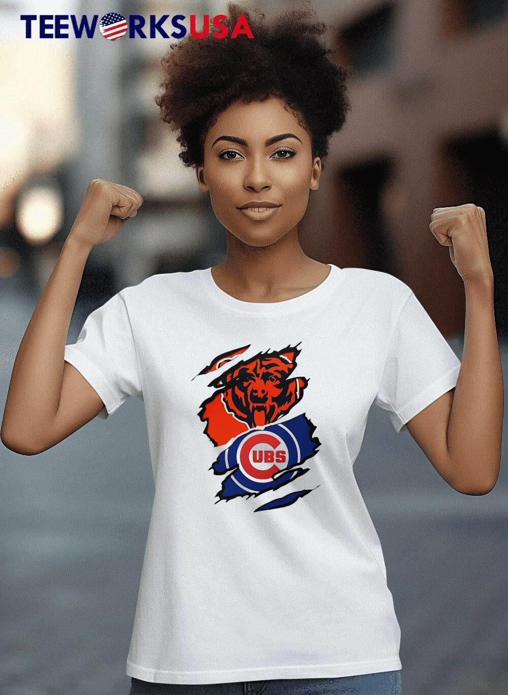 Chicago Bears and Cubs Ripped Torn Logo Print - Adult & Kids T-Shirts, Sweatshirts & Hoodies apparel design preview 6