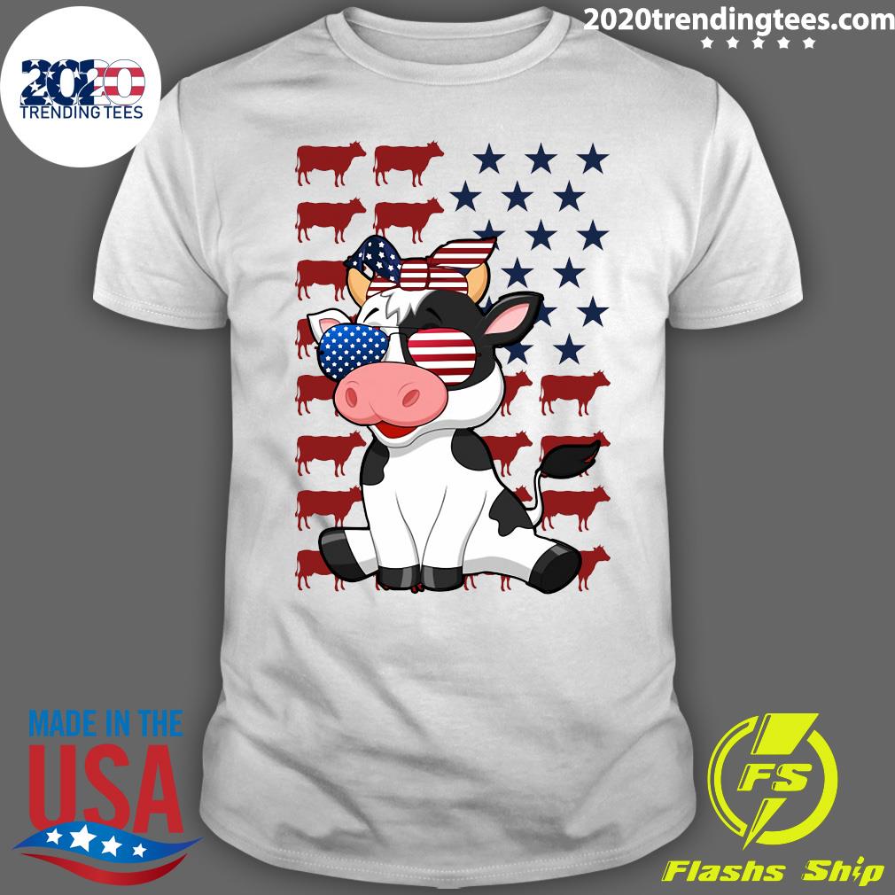 American Flag Cow Independence day Farmer - Adult & Kids T-Shirts, Sweatshirts & Hoodies apparel design preview 1