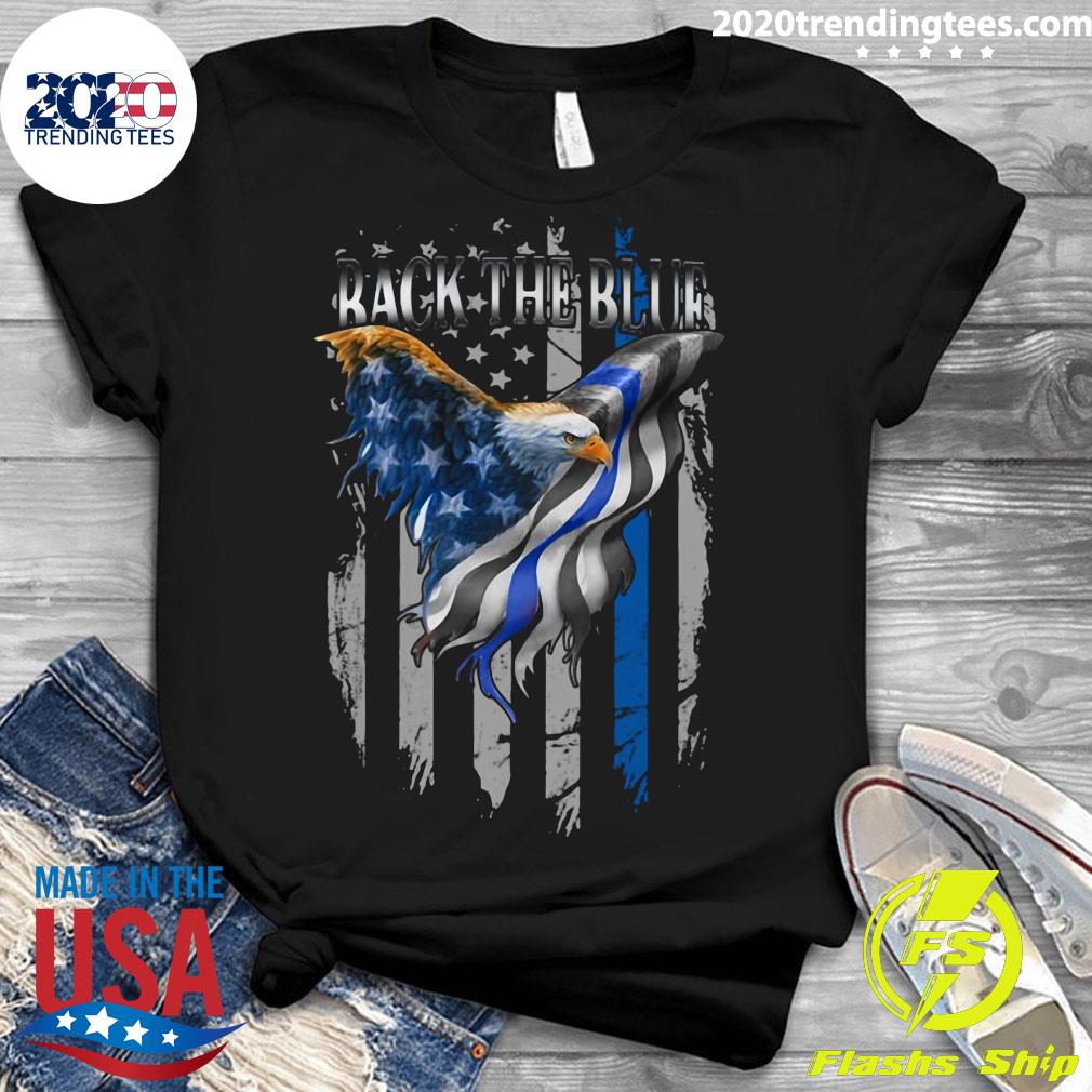 American Flag Eagle Back The Blue 2 Sides - Adult & Kids T-Shirts, Sweatshirts & Hoodies apparel design preview 3