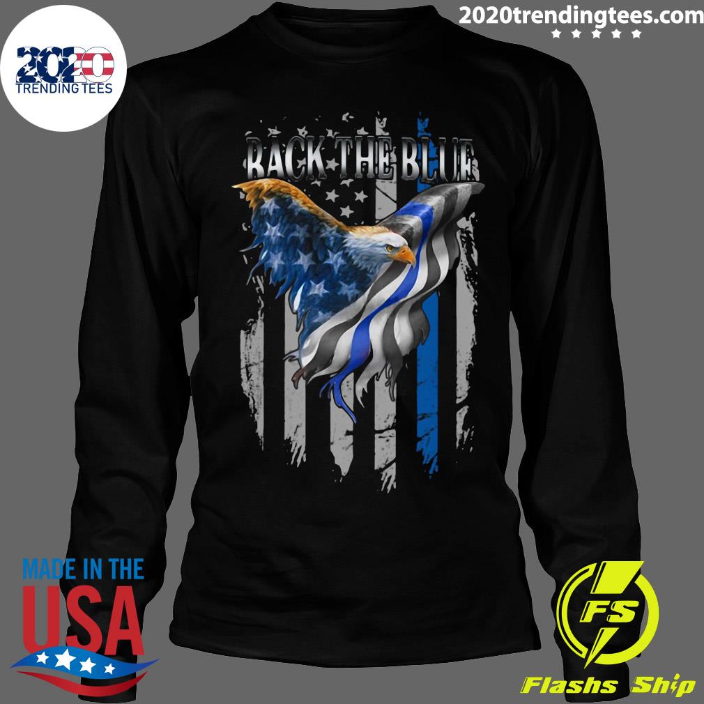 American Flag Eagle Back The Blue 2 Sides - Adult & Kids T-Shirts, Sweatshirts & Hoodies apparel design preview 4