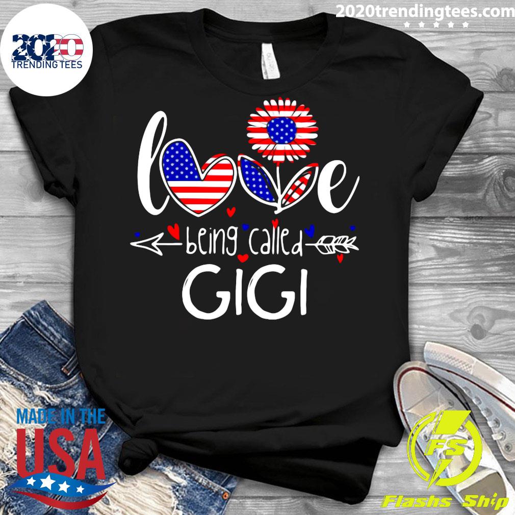 American Flag Flower Love Being Called Gigi 4th Of - Adult & Kids T-Shirts, Sweatshirts & Hoodies apparel design preview 3