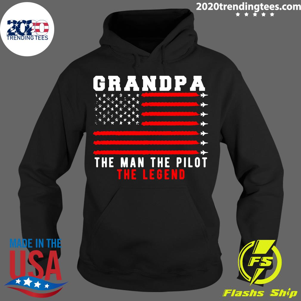 American Flag Grandpa The Man Pilot Legend - Adult & Kids T-Shirts, Sweatshirts & Hoodies apparel design preview 2