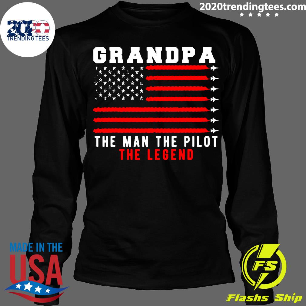American Flag Grandpa The Man Pilot Legend - Adult & Kids T-Shirts, Sweatshirts & Hoodies apparel design preview 4
