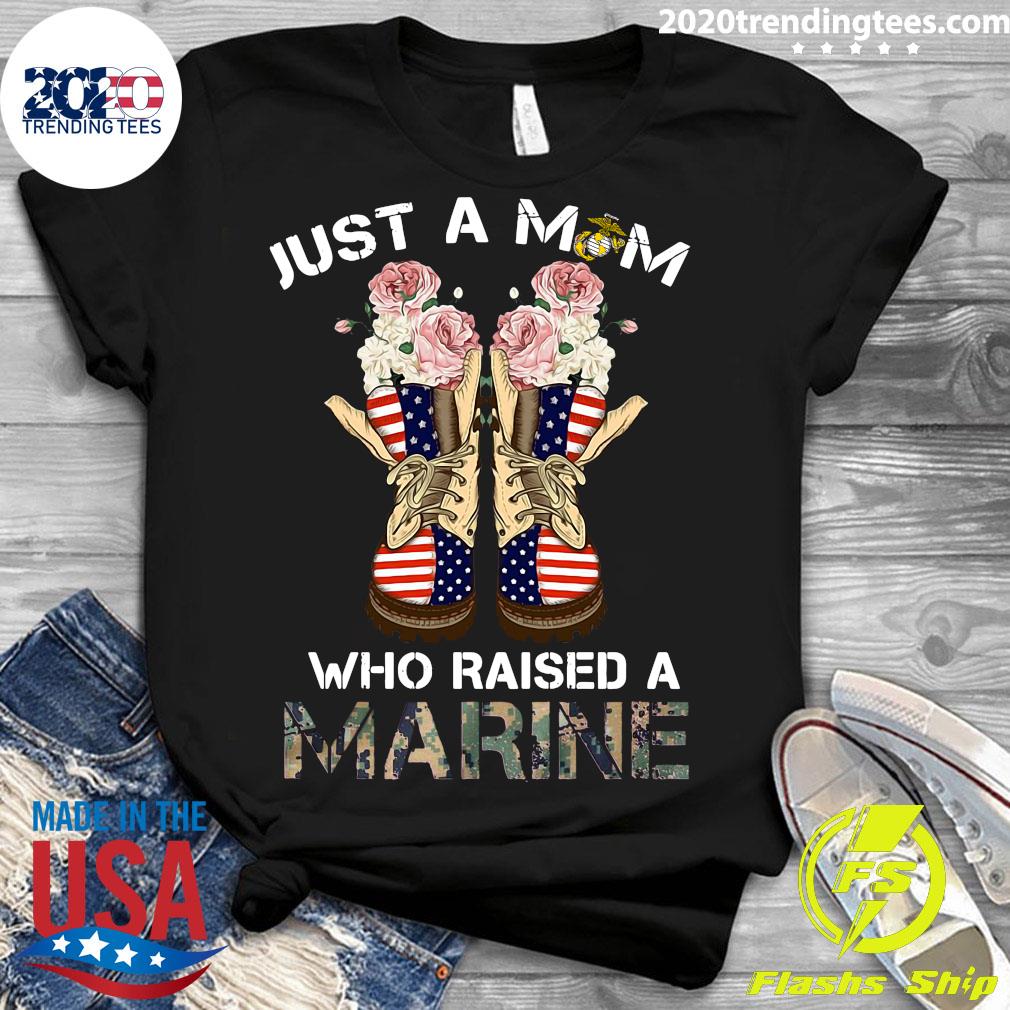 American Flag Just A Mom Who Raised Marine - Adult & Kids T-Shirts, Sweatshirts & Hoodies apparel design preview 3