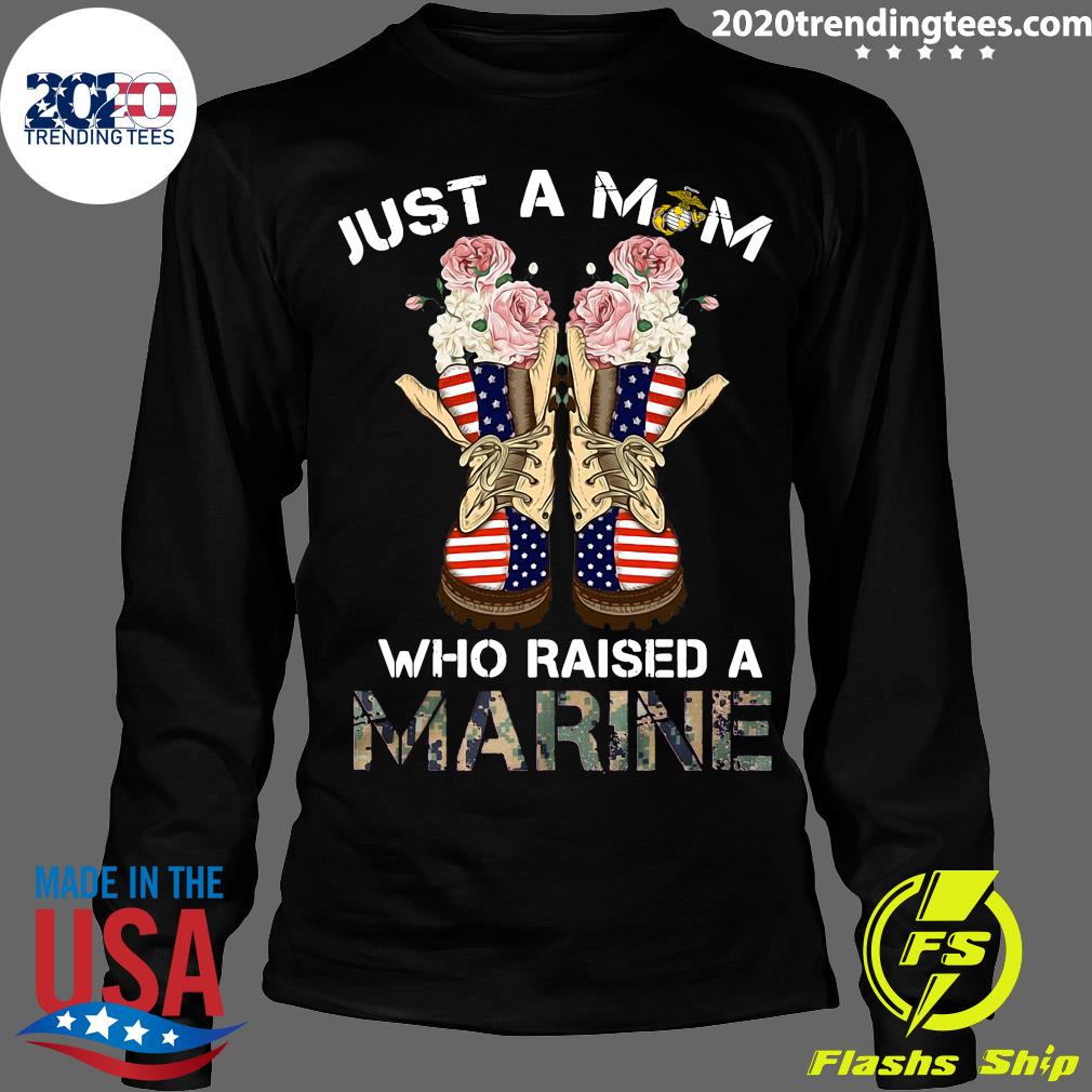 American Flag Just A Mom Who Raised Marine - Adult & Kids T-Shirts, Sweatshirts & Hoodies apparel design preview 4