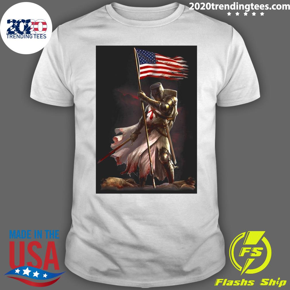 American Flag Knight Templar - Adult & Kids T-Shirts, Sweatshirts & Hoodies apparel design preview 1