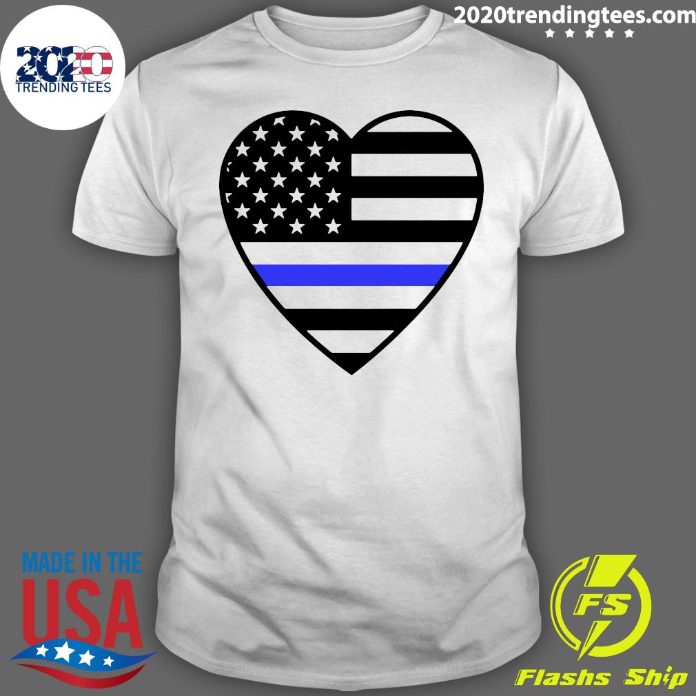 American Flag Thin Blue Line Heart - Adult & Kids T-Shirts, Sweatshirts & Hoodies apparel design preview 1