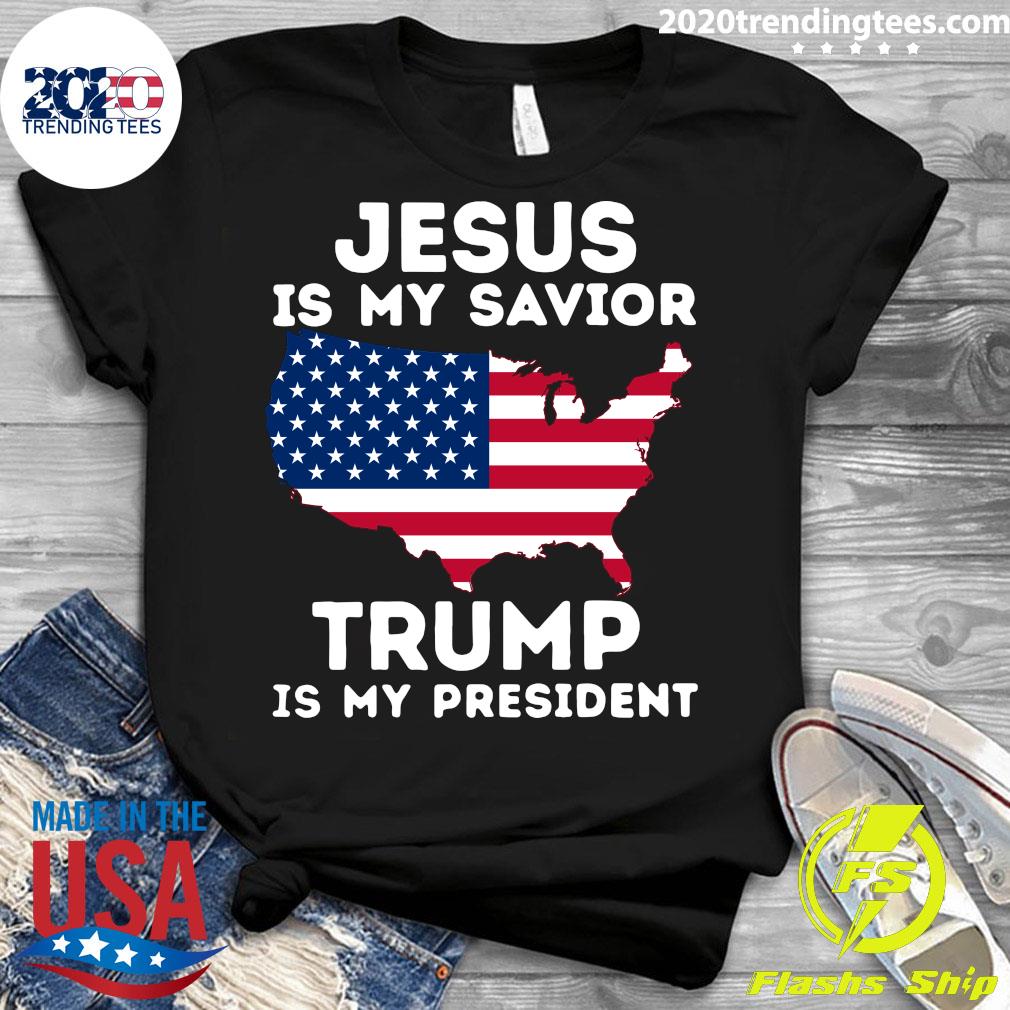 American Jesus Is My Savior Trump President - Adult & Kids T-Shirts, Sweatshirts & Hoodies apparel design preview 3