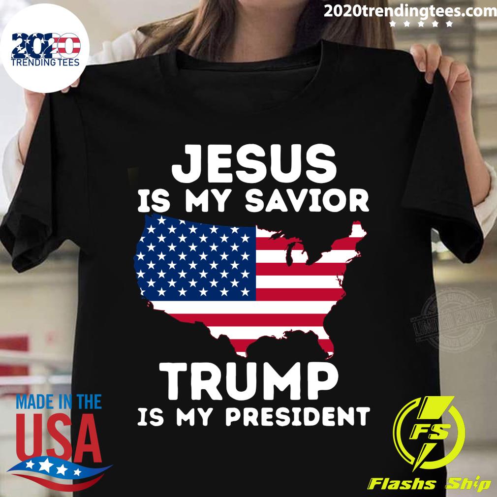 American Jesus Is My Savior Trump President - Adult & Kids T-Shirts, Sweatshirts & Hoodies apparel design preview 1