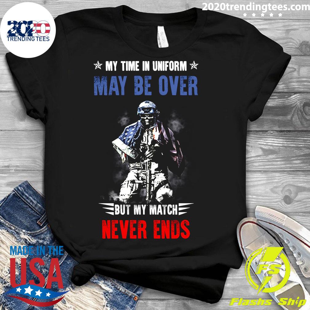 American Veteran My Time In Uniform May Be Over But - Adult & Kids T-Shirts, Sweatshirts & Hoodies apparel design preview 3