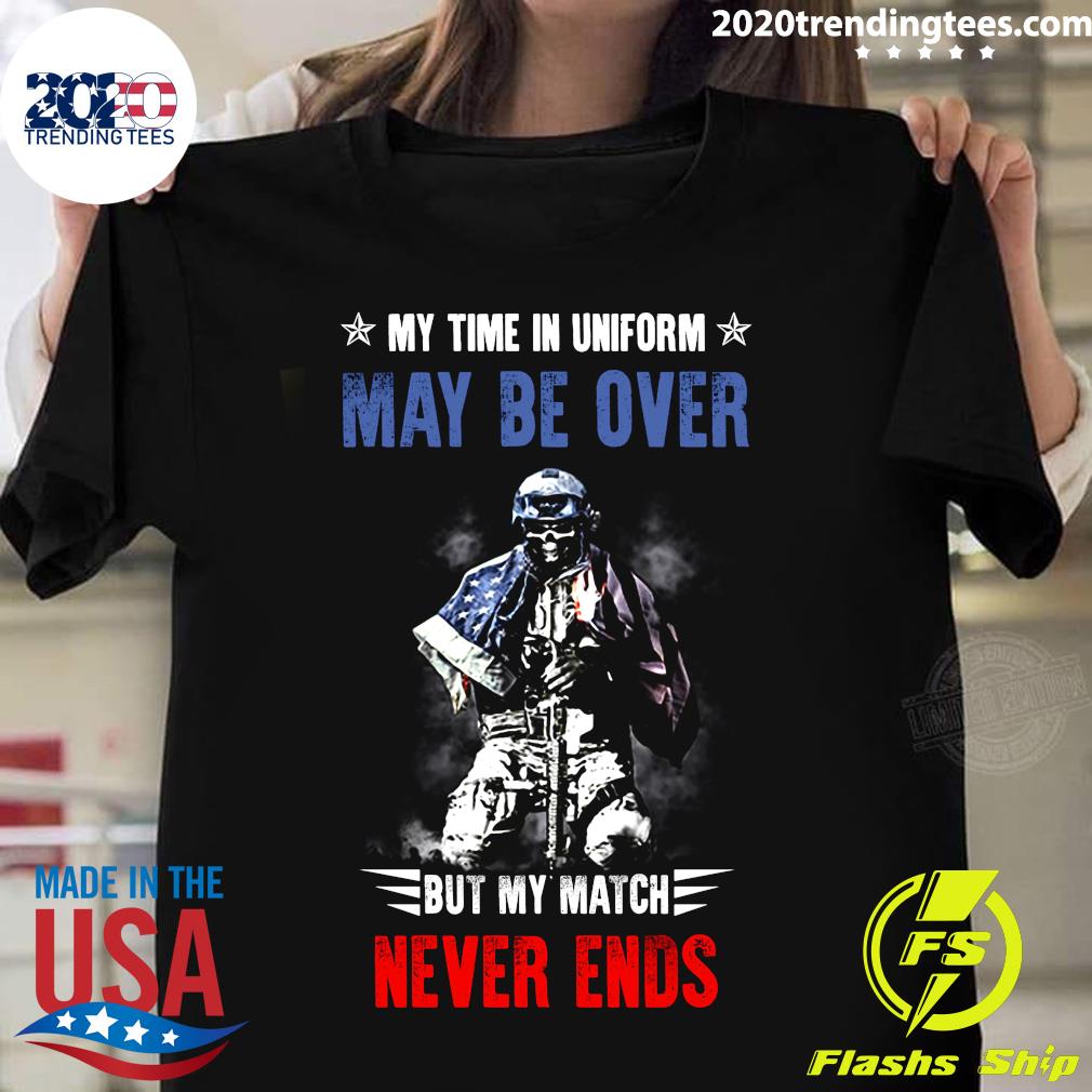 American Veteran My Time In Uniform May Be Over But - Adult & Kids T-Shirts, Sweatshirts & Hoodies apparel design preview 1