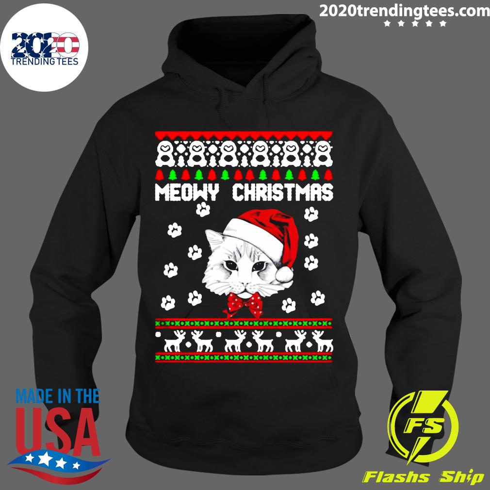 Awesome Cat Meowy Christmas - Adult & Kids T-Shirts, Sweatshirts & Hoodies apparel design preview 2