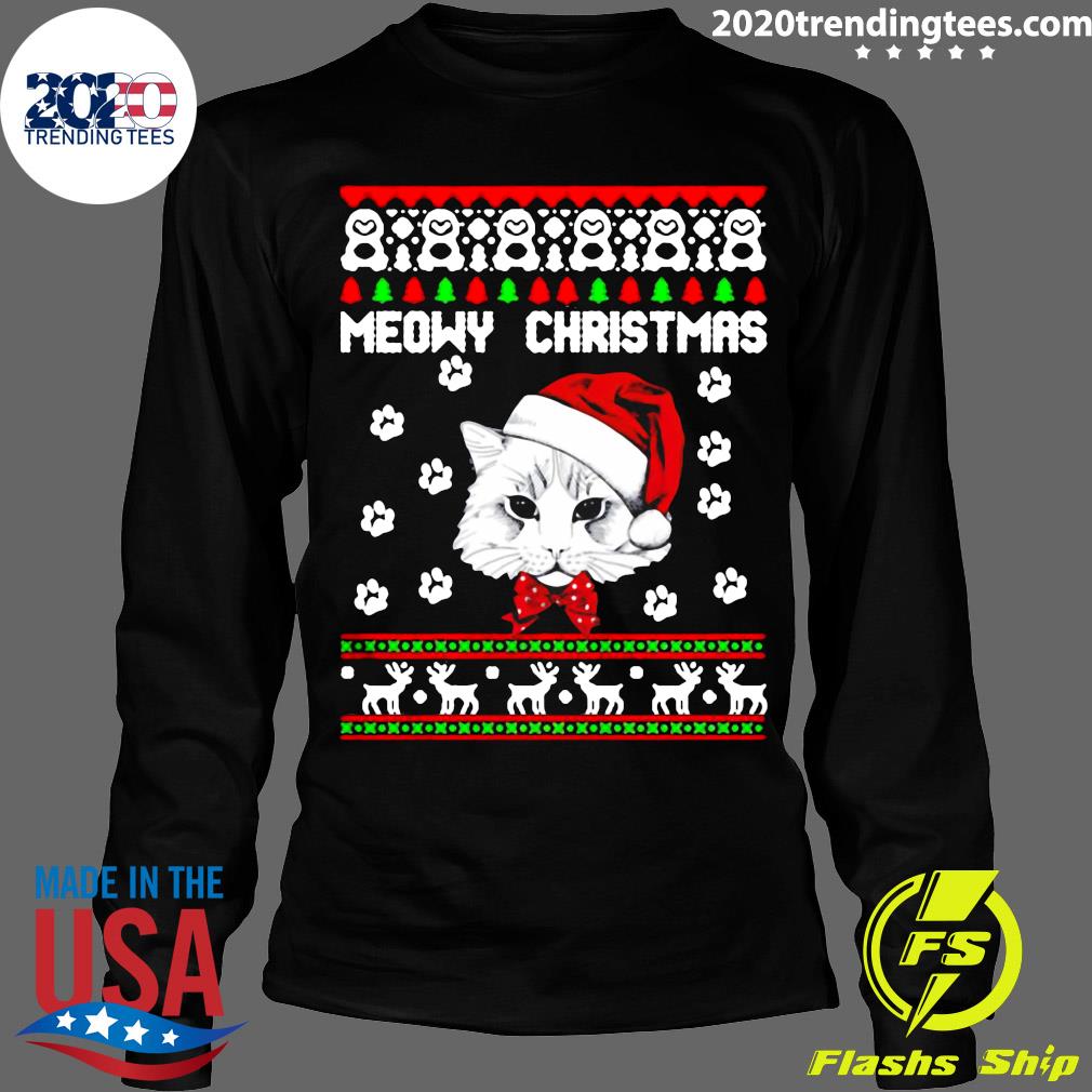 Awesome Cat Meowy Christmas - Adult & Kids T-Shirts, Sweatshirts & Hoodies apparel design preview 4