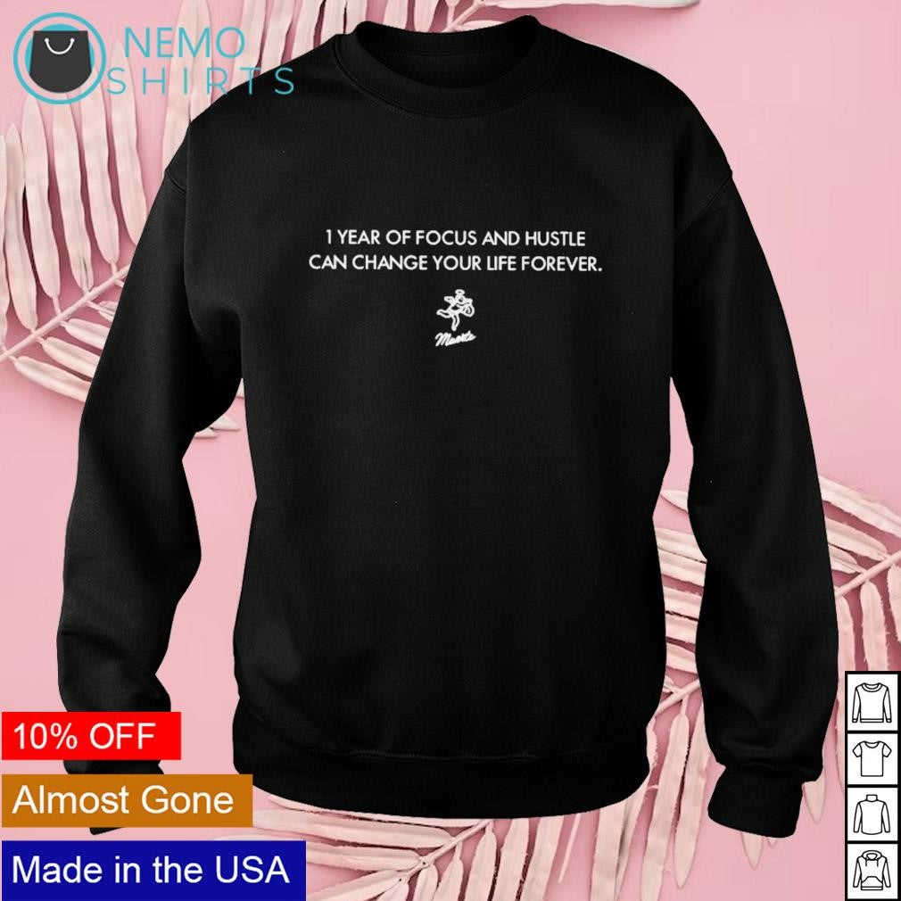 1 year of focus and hustle can change your life - Adult & Kids T-Shirts, Sweatshirts & Hoodies apparel design preview 3