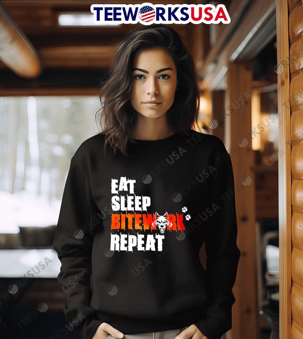 Eat Sleep Bitework Repeat wolf - Adult & Kids T-Shirts, Sweatshirts & Hoodies apparel design preview 6