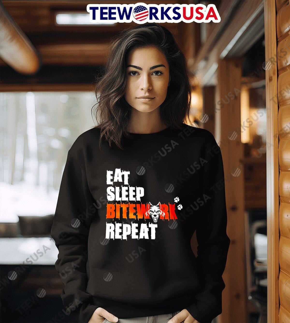 Eat Sleep Bitework Repeat wolf - Adult & Kids T-Shirts, Sweatshirts & Hoodies apparel design preview 6