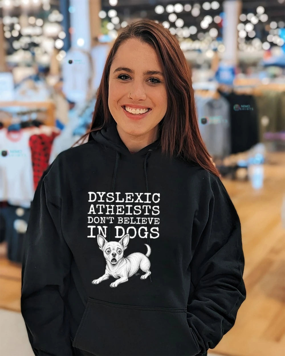 Dyslexic Atheists don't believe in Dogs - Adult & Kids T-Shirts, Sweatshirts & Hoodies apparel design preview 5