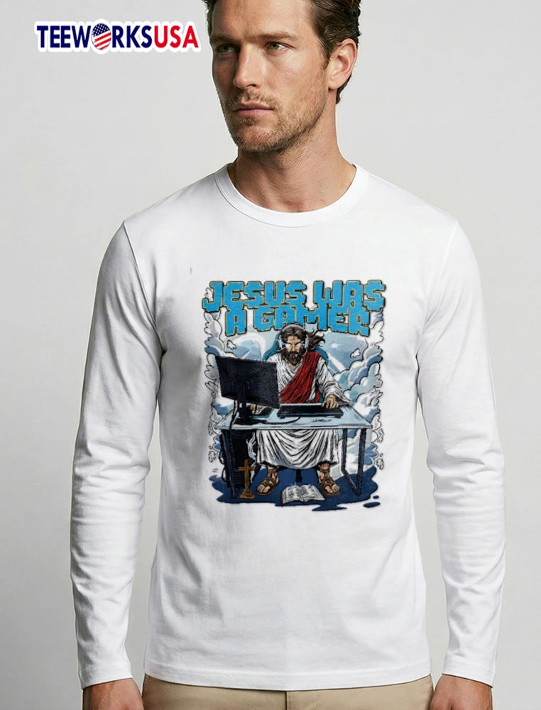 Jesus was a gamer computer - Adult & Kids T-Shirts, Sweatshirts & Hoodies apparel design preview 3