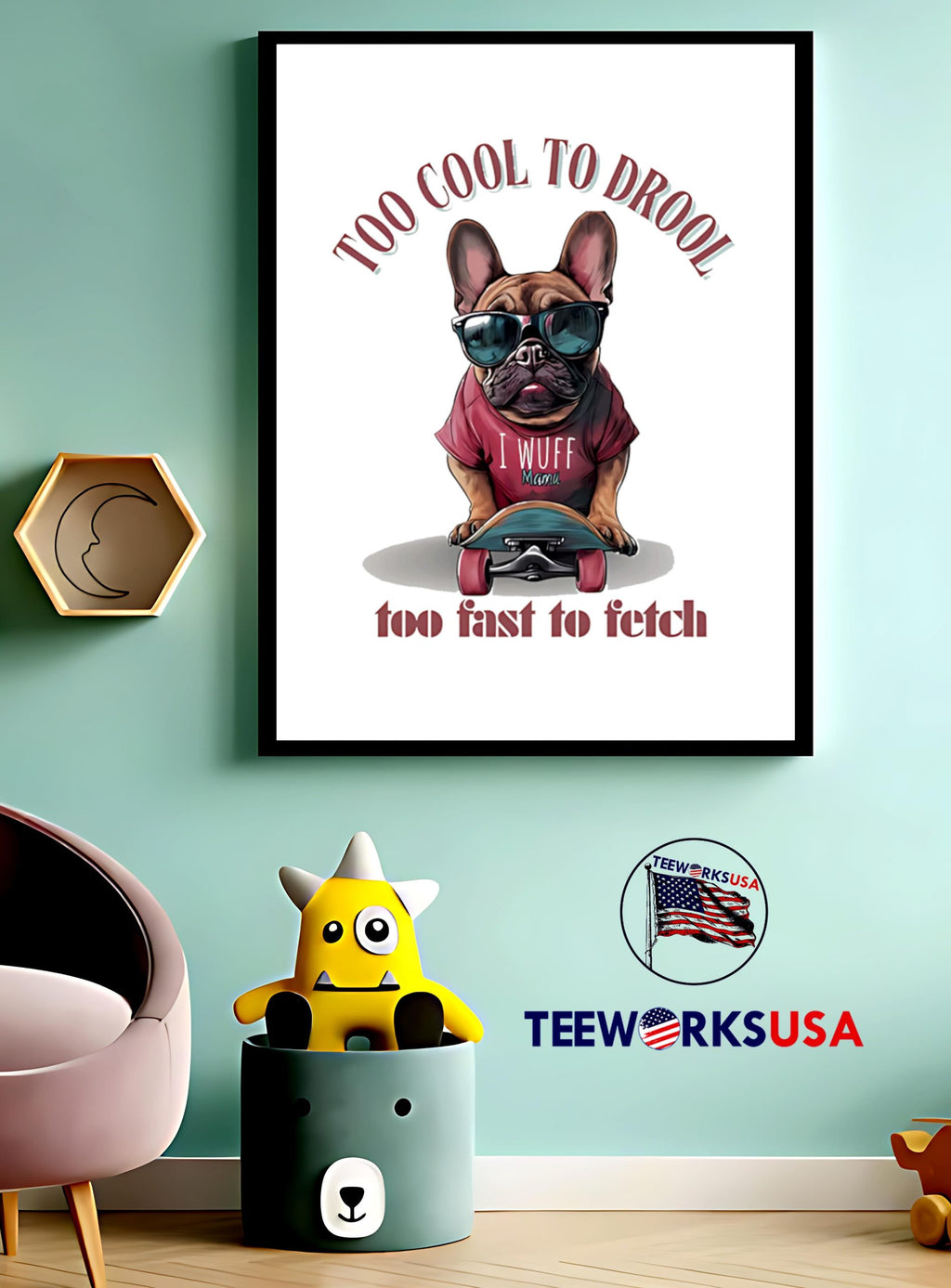Too cool to drool Dog fast fetch - Adult & Kids T-Shirts, Sweatshirts & Hoodies apparel design preview 3