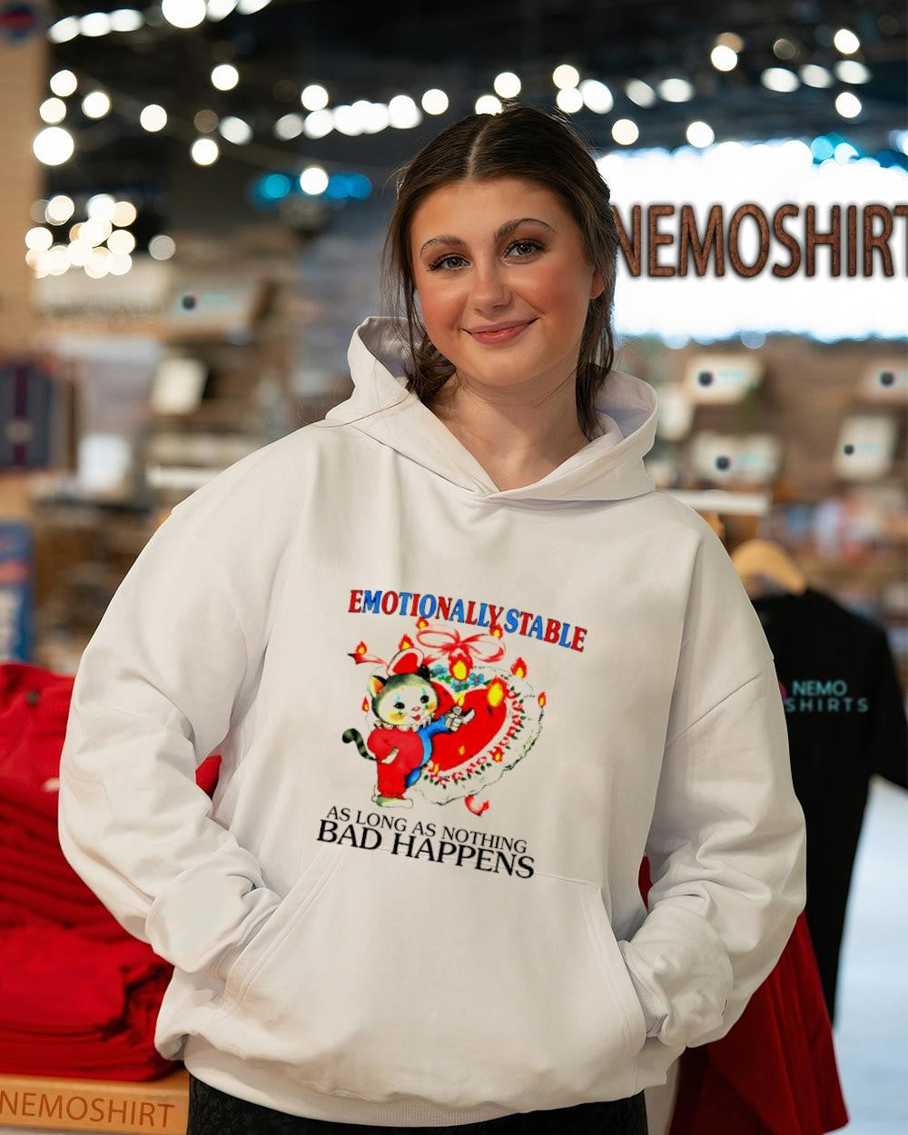 Clown cat emotionally stable as long nothing bad - Adult & Kids T-Shirts, Sweatshirts & Hoodies apparel design preview 3