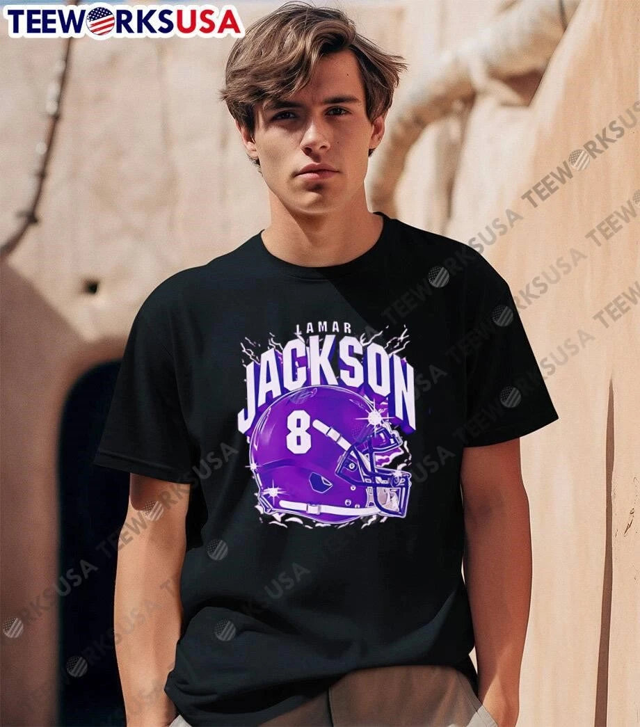 Lamar Jackson Football Helmet 8 Baltimore Ravens - Adult & Kids T-Shirts, Sweatshirts & Hoodies apparel design preview 1