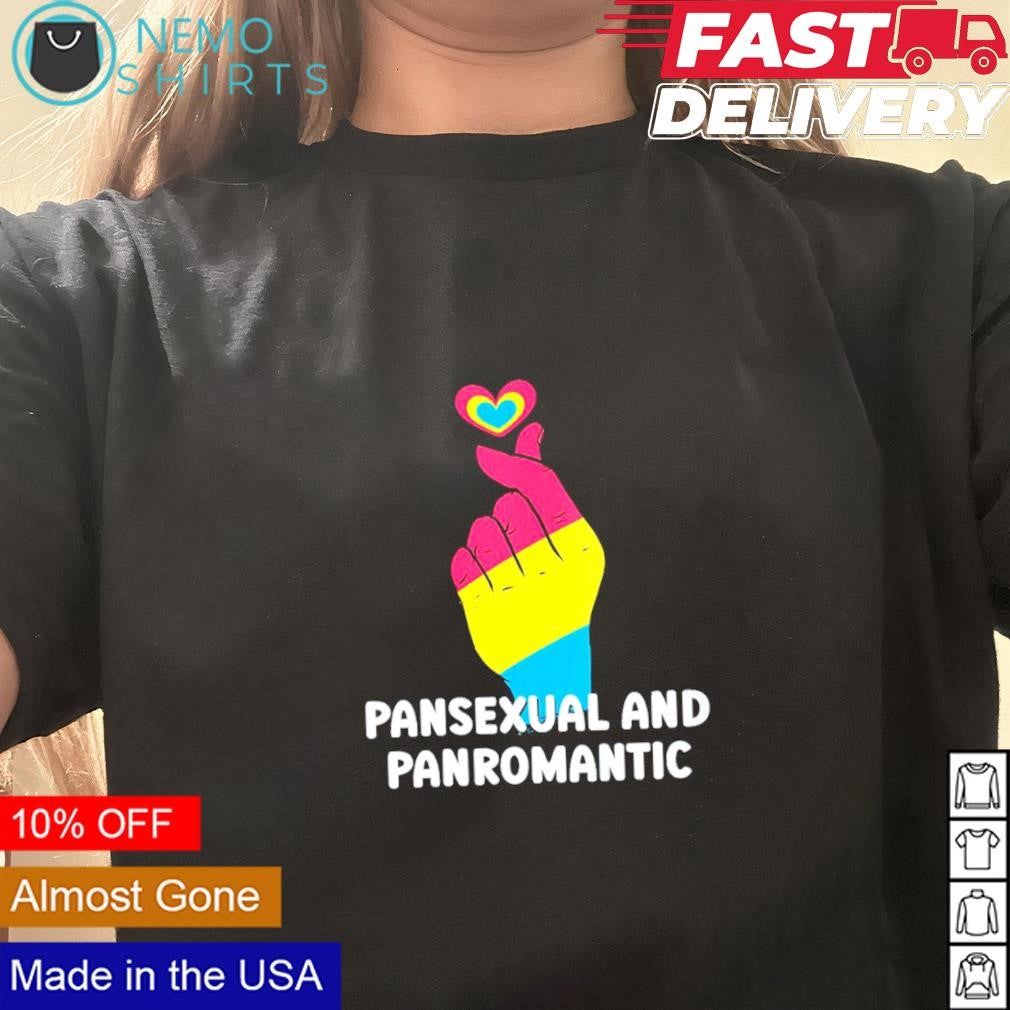 Pansexual and Panromantic LGBTQ mini heart hand - Adult & Kids T-Shirts, Sweatshirts & Hoodies apparel design preview 3