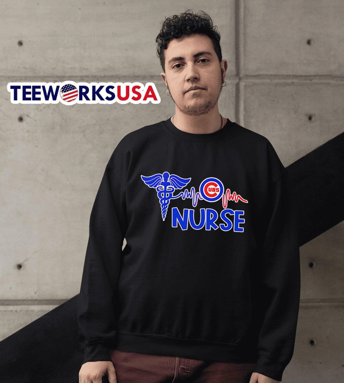 Heartbeat nurse Chicago Cubs - Adult & Kids T-Shirts, Sweatshirts & Hoodies apparel design preview 6