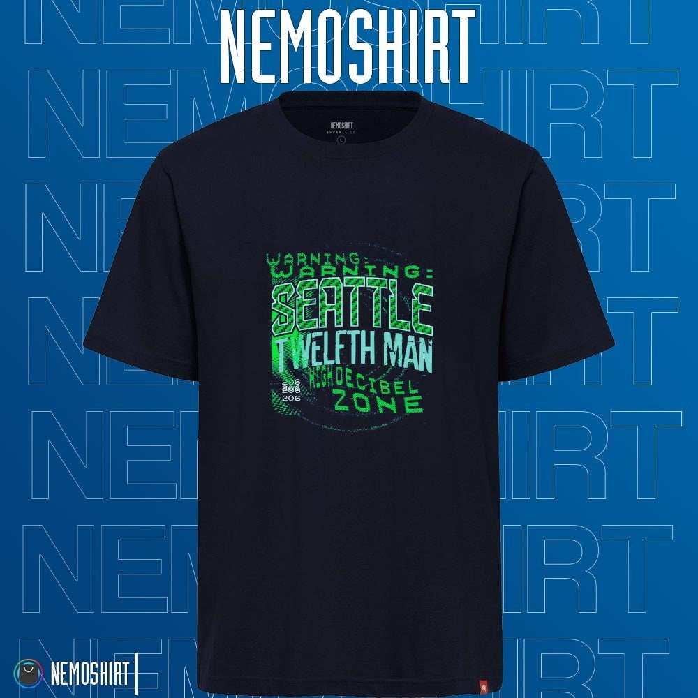 Warning Seattle Twelfth Man high decibel zone - Adult & Kids T-Shirts, Sweatshirts & Hoodies apparel design preview 1