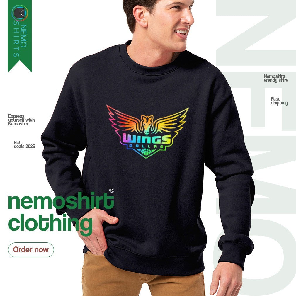Dallas Wings rainbow Pride logo - Adult & Kids T-Shirts, Sweatshirts & Hoodies apparel design preview 4