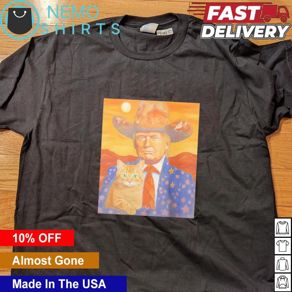 Cowboy Trump with a cat - Adult & Kids T-Shirts, Sweatshirts & Hoodies apparel design preview 4