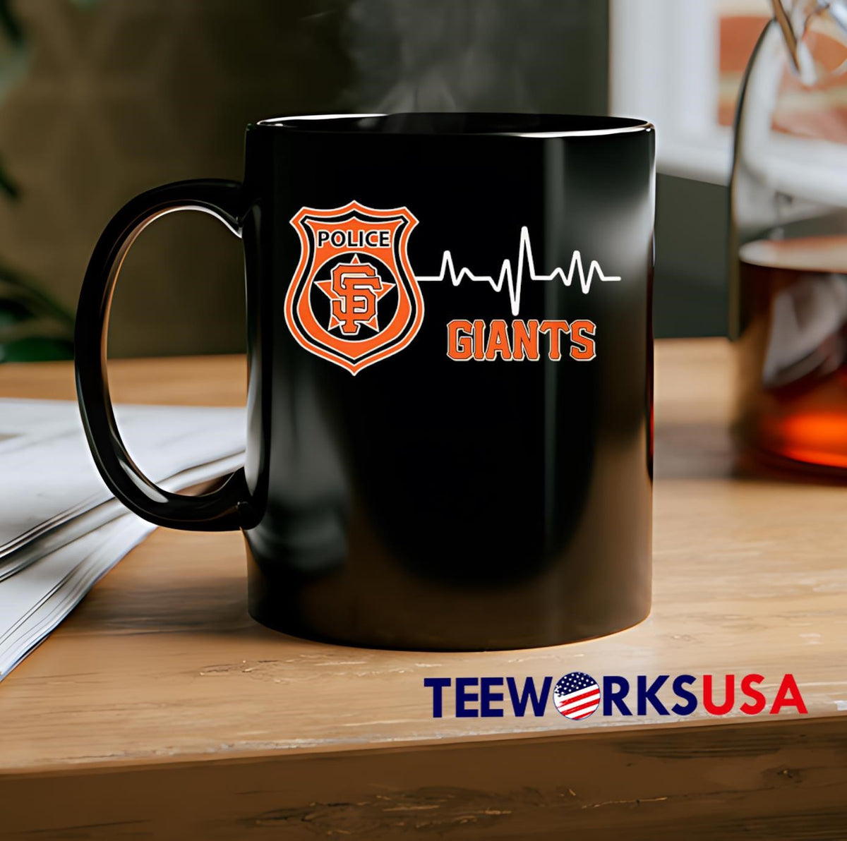 Police heart rate San Francisco Giants - Adult & Kids T-Shirts, Sweatshirts & Hoodies apparel design preview 2