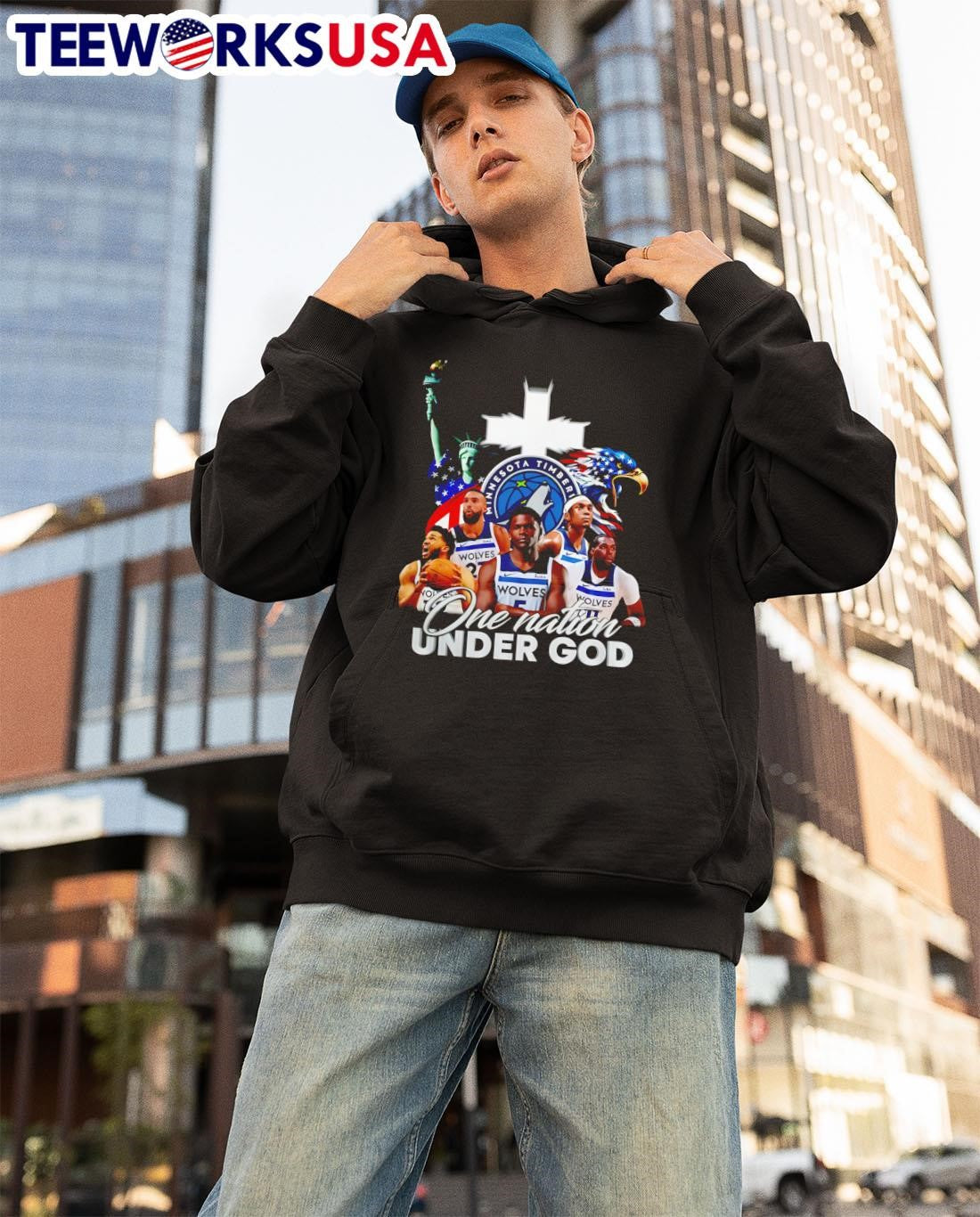 Timberwolves Shop Minnesota Basketball One Nation - Adult & Kids T-Shirts, Sweatshirts & Hoodies apparel design preview 3