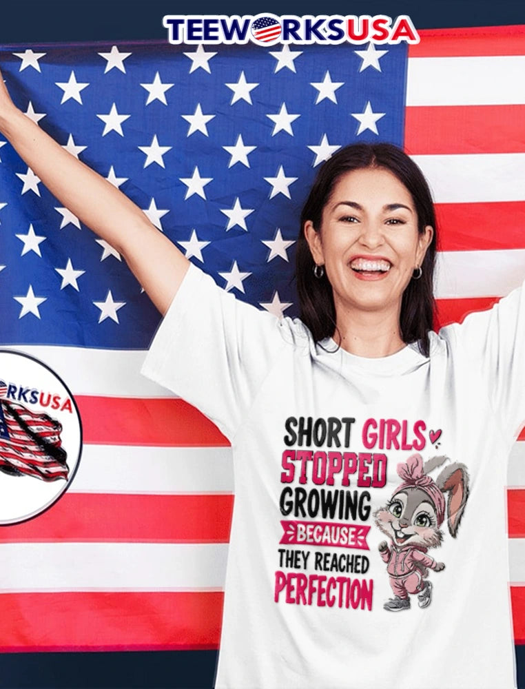 Short girls stopped growing because they reached - Adult & Kids T-Shirts, Sweatshirts & Hoodies apparel design preview 2