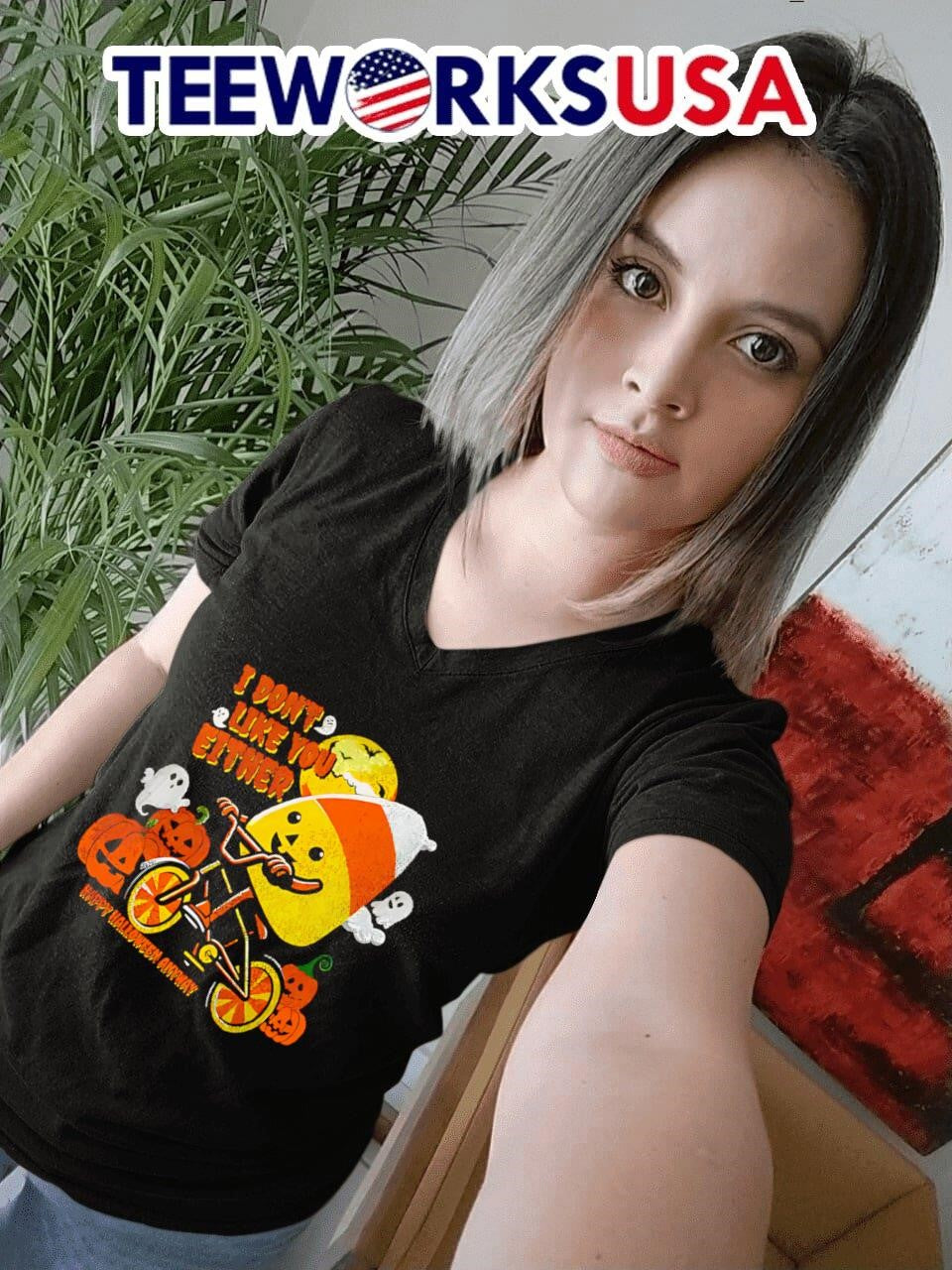 I don't like you either Happy Halloween anyway - Adult & Kids T-Shirts, Sweatshirts & Hoodies apparel design preview 4