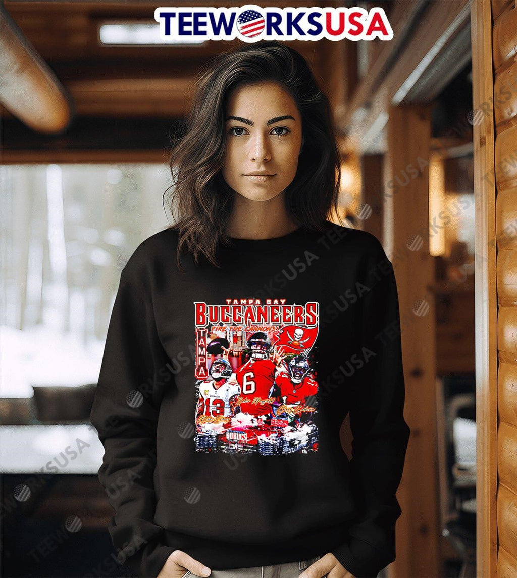 Tampa Bay Buccaneers fire the cannons Mike Evans - Adult & Kids T-Shirts, Sweatshirts & Hoodies apparel design preview 3