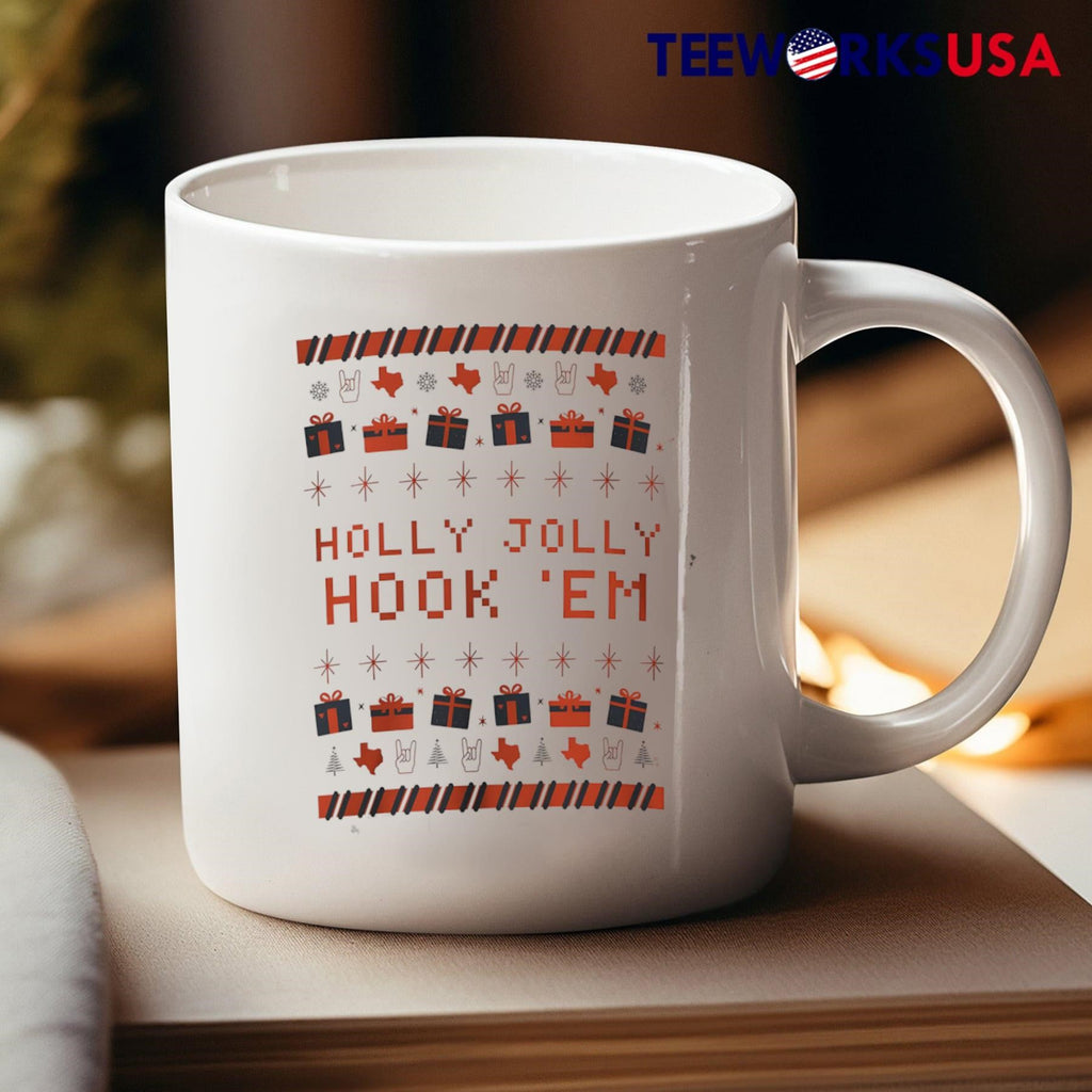 Texas Longhorns holly jolly hook 'em ugly Christmas - Adult & Kids T-Shirts, Sweatshirts & Hoodies apparel design preview 4