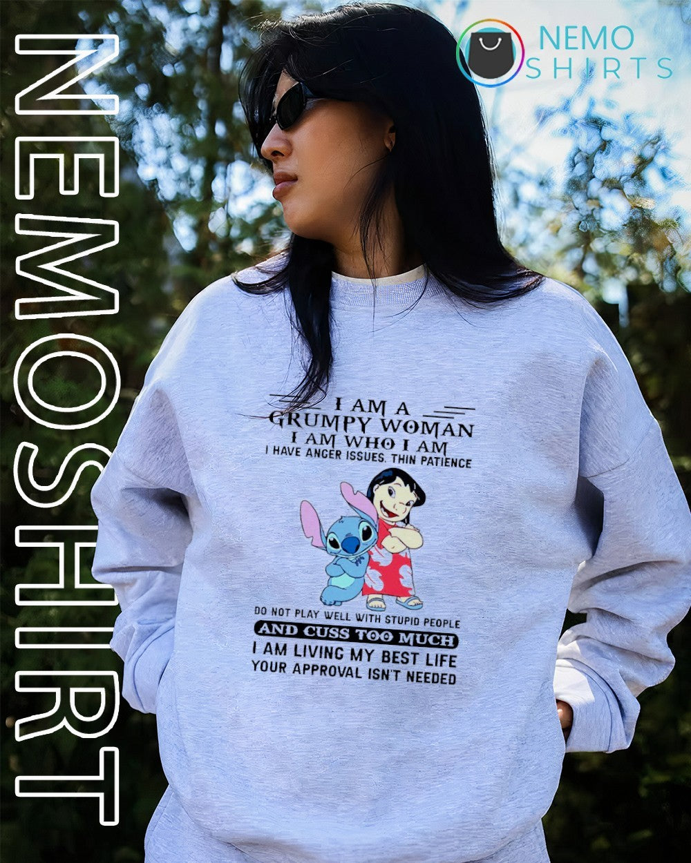 I am a grumpy woman who have anger issues Lilo and - Adult & Kids T-Shirts, Sweatshirts & Hoodies apparel design preview 4
