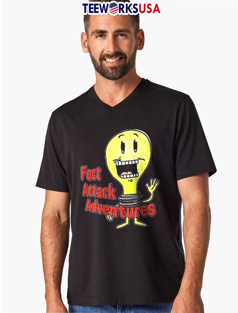 Fact Attack Adventures Cartoon Light Bulb Character - Adult & Kids T-Shirts, Sweatshirts & Hoodies apparel design preview 8