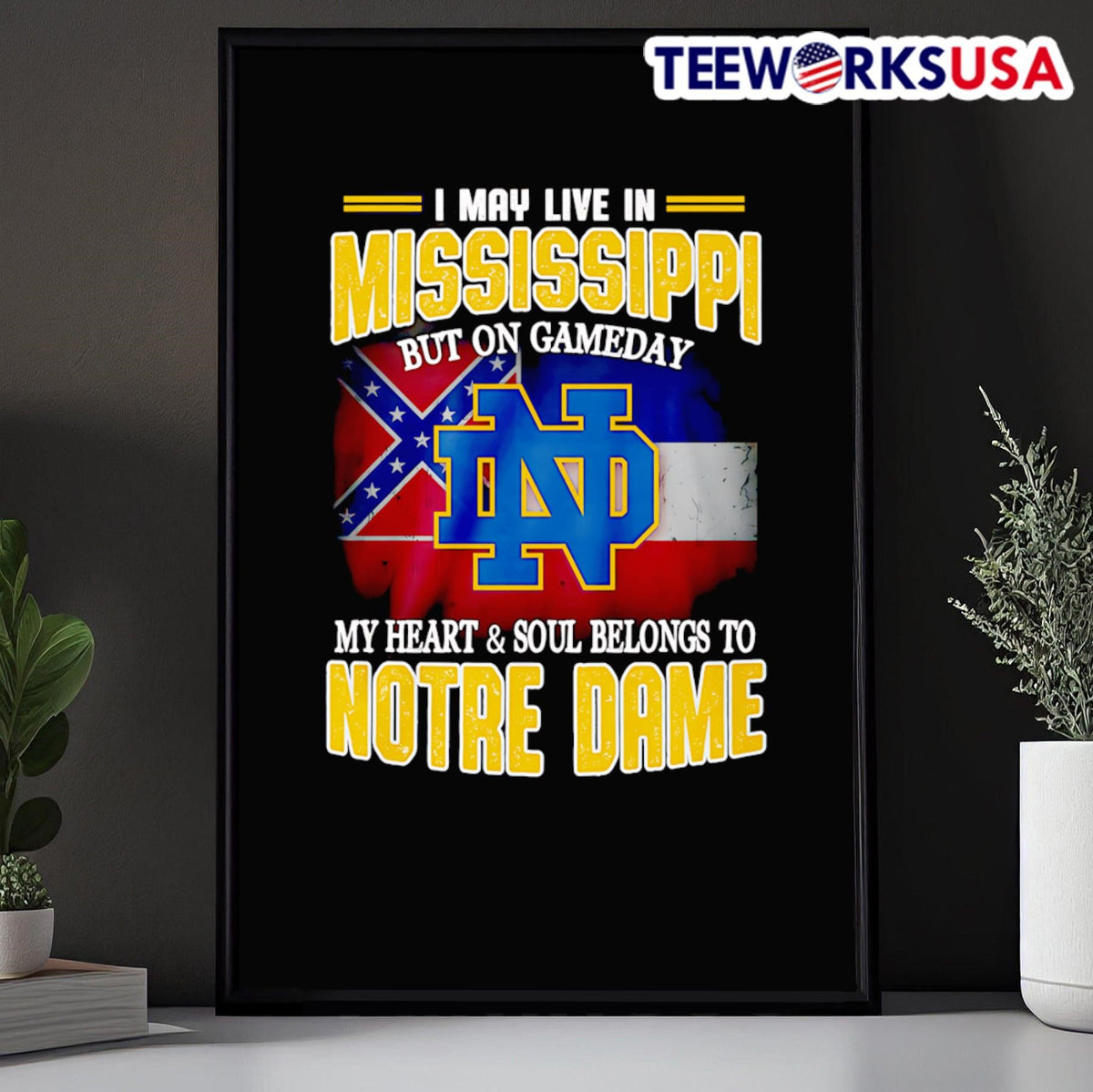 I may live in Mississippi but on gameday my heart and - Adult & Kids T-Shirts, Sweatshirts & Hoodies apparel design preview 5