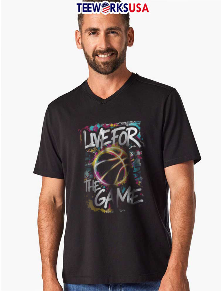 Live For The Game Graffiti Basketball Colorful Paint - Adult & Kids T-Shirts, Sweatshirts & Hoodies apparel design preview 8