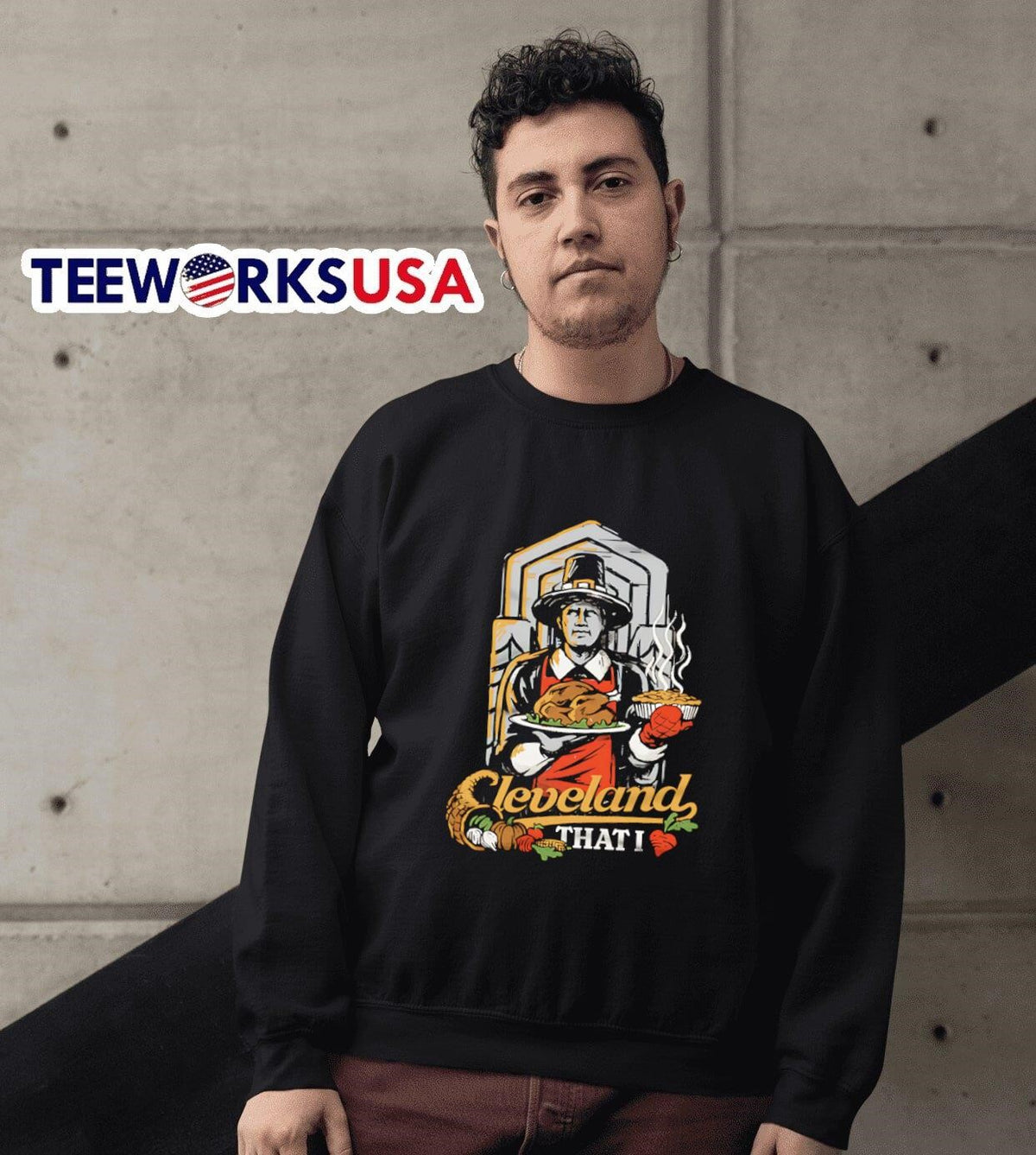 Thankful For Cleveland Pilgrim - Adult & Kids T-Shirts, Sweatshirts & Hoodies apparel design preview 3