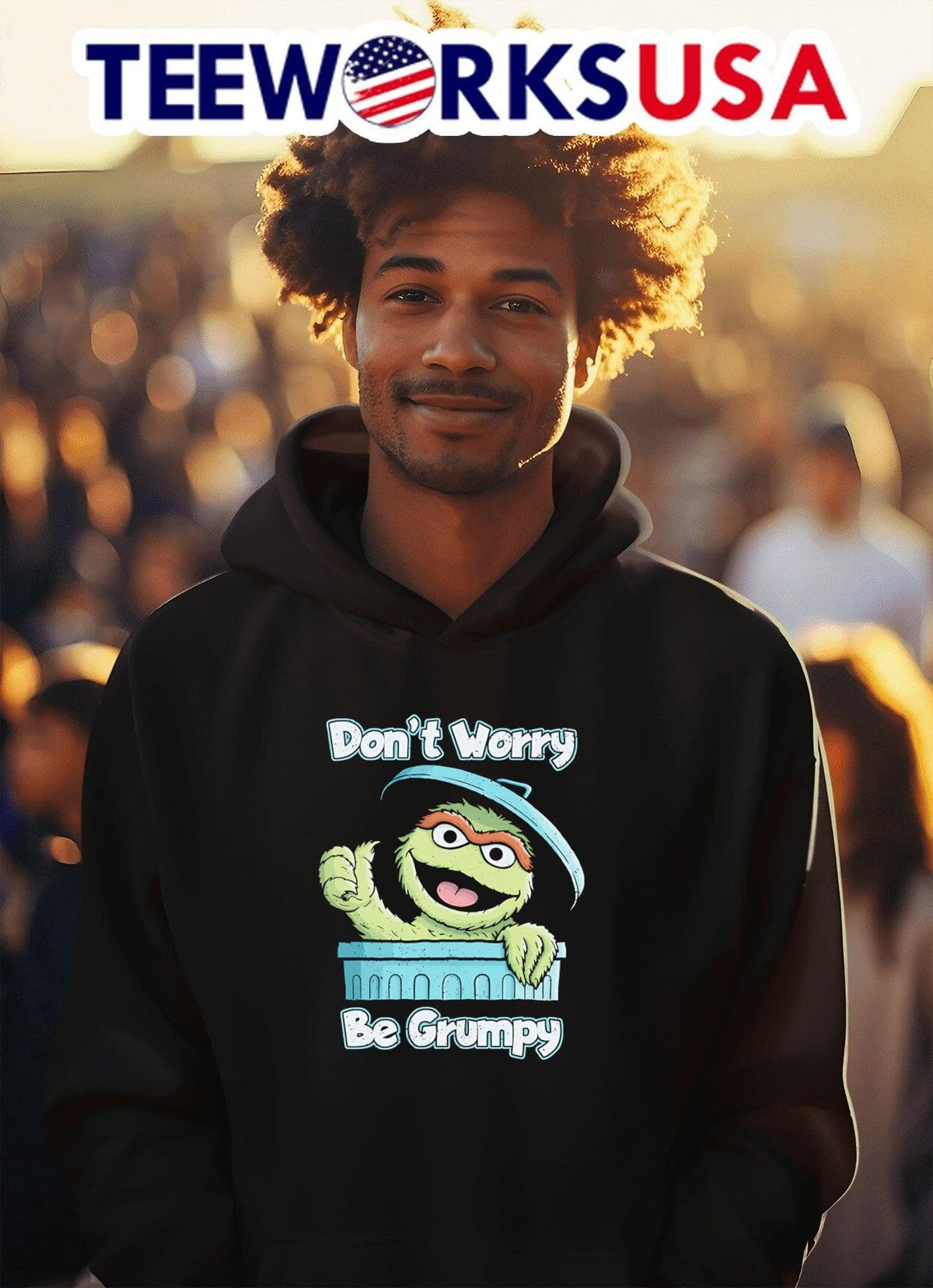 Oscar the Grouch don't worry be grumpy - Adult & Kids T-Shirts, Sweatshirts & Hoodies apparel design preview 2